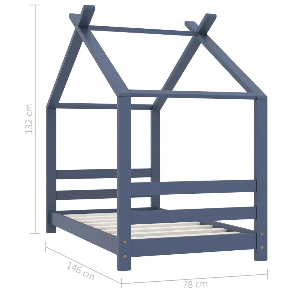 Giroletto per Bambini | Letto Infantile | Lettino Grigio in Massello di Pino 70x140 cm