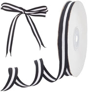 Lint a Grosgrano 25 Metri - Doppio - Nero/Bianco Strisce - Cotone - 3/8 Pollice Largo - Adatto per la Decorazione - Lint Decorativo