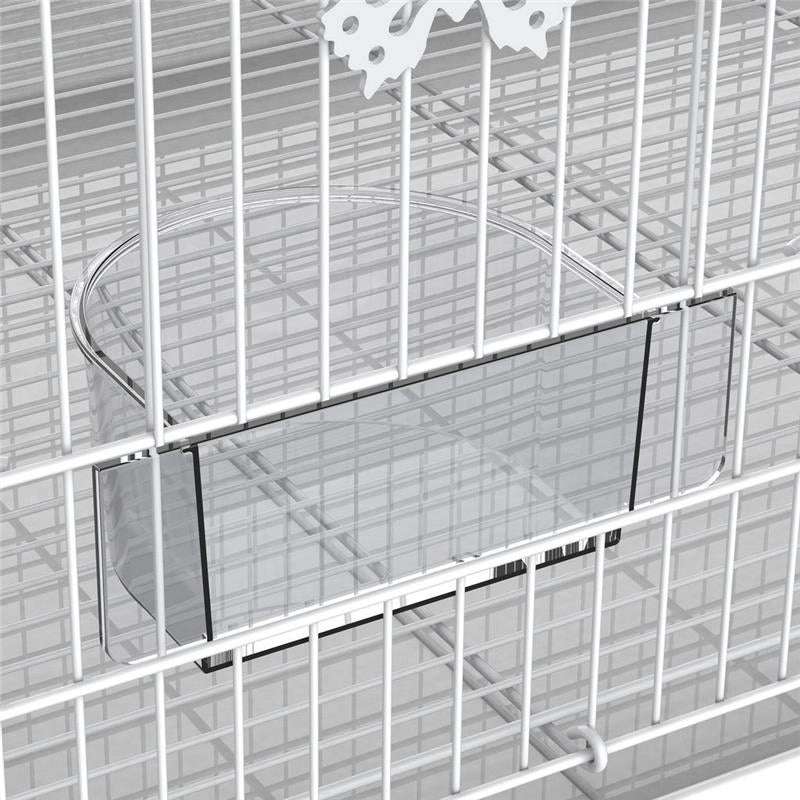 GABBIA PER UCCELLI IN METALLO CON POSATOI, CIOTOLE PER CIBO E MANIGLIA, 60X41X41CM - BIANCO