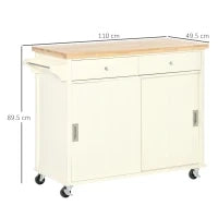Isola per Cucina per Utensili e Accessori con Cassetti, Armadietto e Portasciugamani, 110x49.5x89.5 cm, Bianco