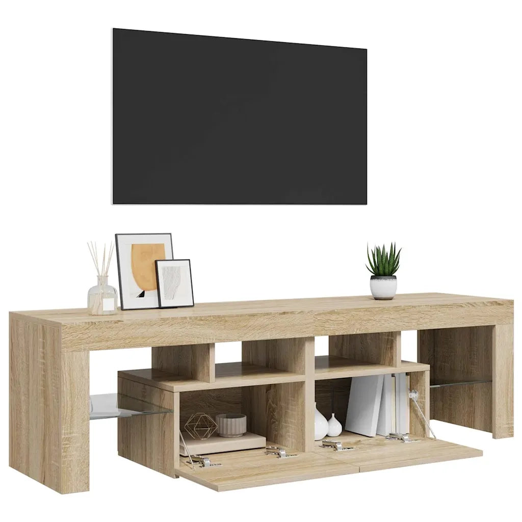 Mobile Porta TV con Luci LED Rovere Sonoma 140x36,5x40 cm 804367