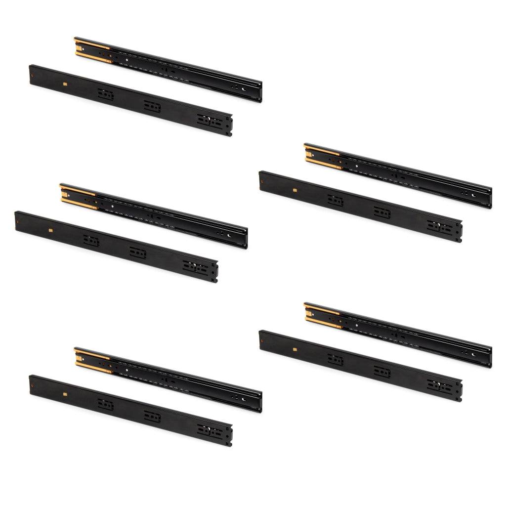 Set 10 Guide Cassetto con Chiusura Soft 45x300 mm in Acciaio Emuca Nero