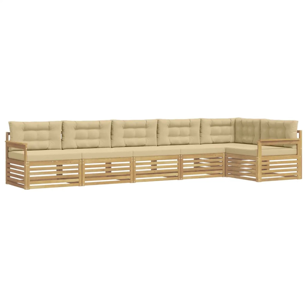 Set di divani da esterno 6 pz Bianco e Beige Poliestere 3390553