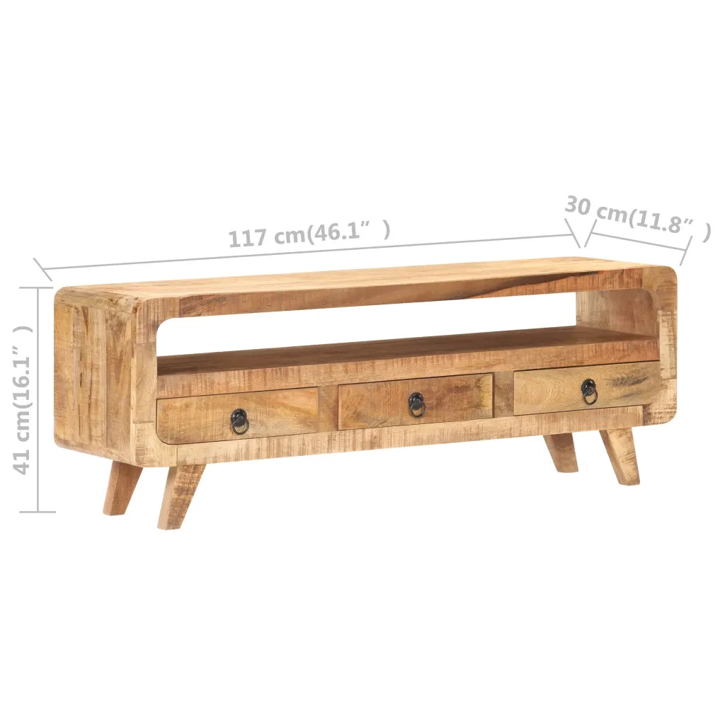 Mobile Porta TV 117x30x41 cm in Massello di Mango Grezzo cod mxl 10137