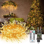Cavo di illuminazione LED a filo di rame - 5 metri - 300 LED - impermeabile IP65 - funziona con corrente - per decorazioni natalizie - interni ed esterni - caldo bianco