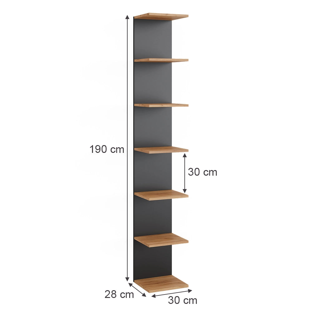 Scaffale a muro Paolo Antracite 30 x 190 cm Set di 2 Vicco