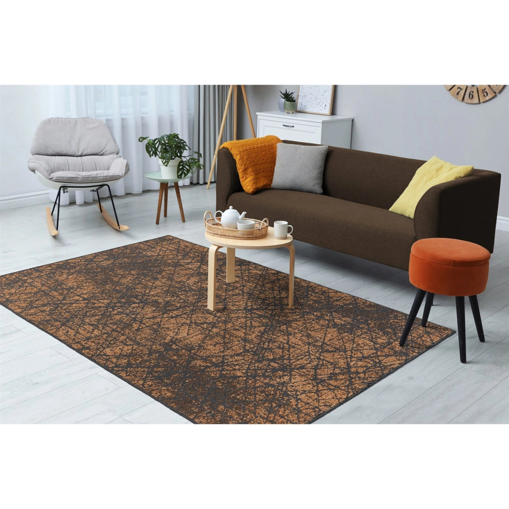 Tappeto moderno Kalevi 200 in ciniglia e cotone giallo senape