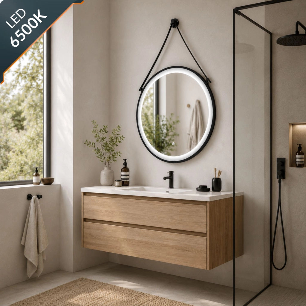 Specchio per ambienti bagni e zone benessere tondo retroilluminato led con interruttore touch *** misura Ø60, tonali...