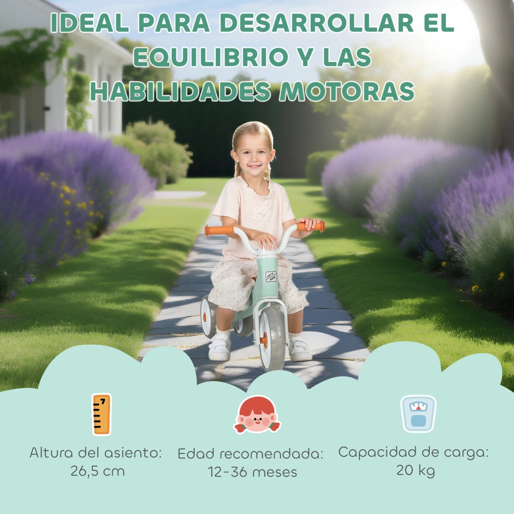 Bicicletta senza Pedali per Bambini 12-36 Mesi ¨C zephmum ¨C Verde con Ruote Silenziose