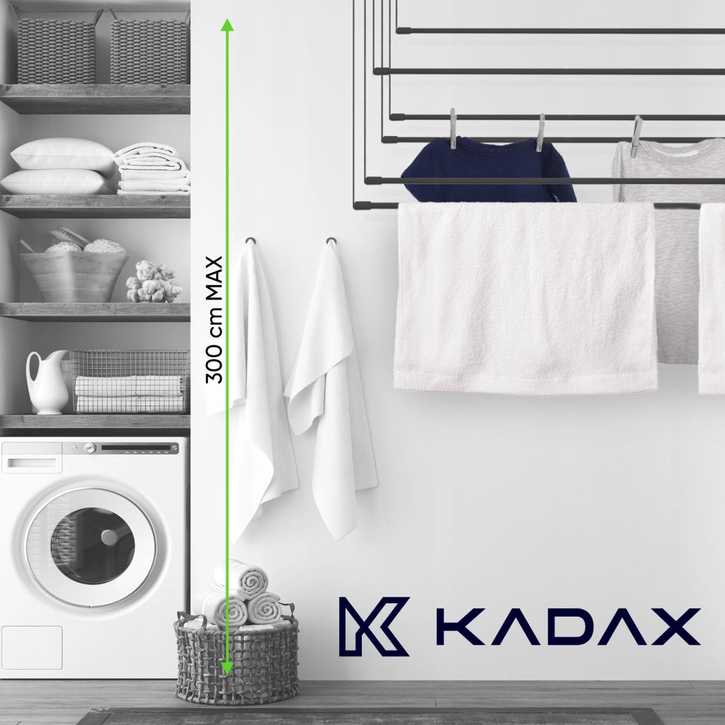 Stendibiancheria da soffitto KADAX per bagno, 6 barre, 110 cm, resistente e robusto.