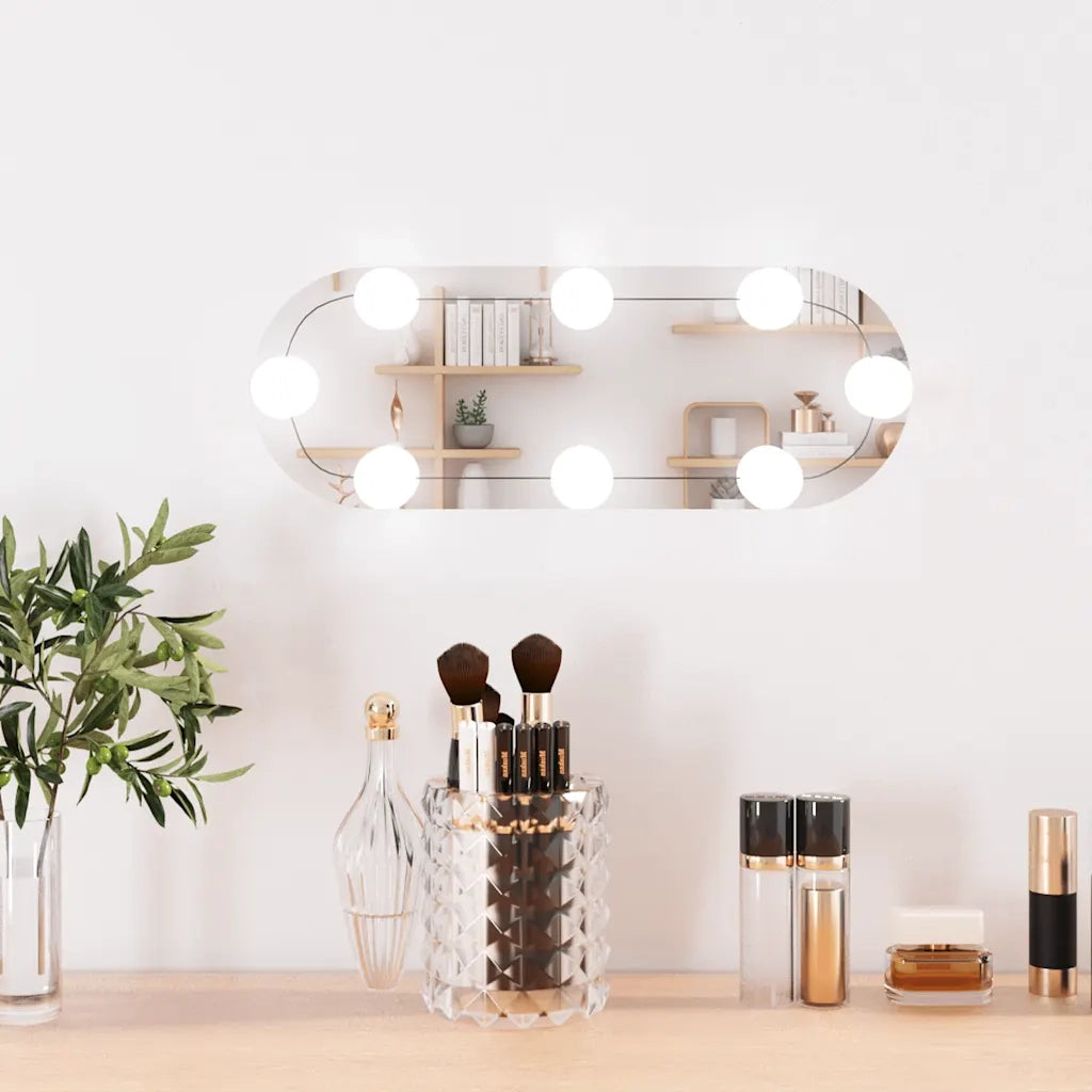 Specchio da Parete con Luci LED 15x40 cm Vetro Ovalecod mxl 101207