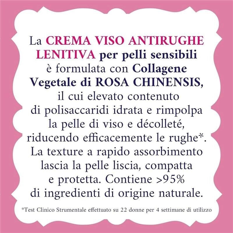 ACQUA ALLE ROSE CREMA VISO ANTIRUGHE LENITIVA CON COLLAGENE VEGETALE DI ROSA CHINENSIS PELLI SENSIBILI 50 ML