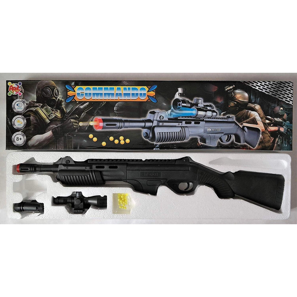 Trade Shop - Fucile Pistola Giocattolo A Pallini Con Luce Torcia Puntatore Mitra Commando -