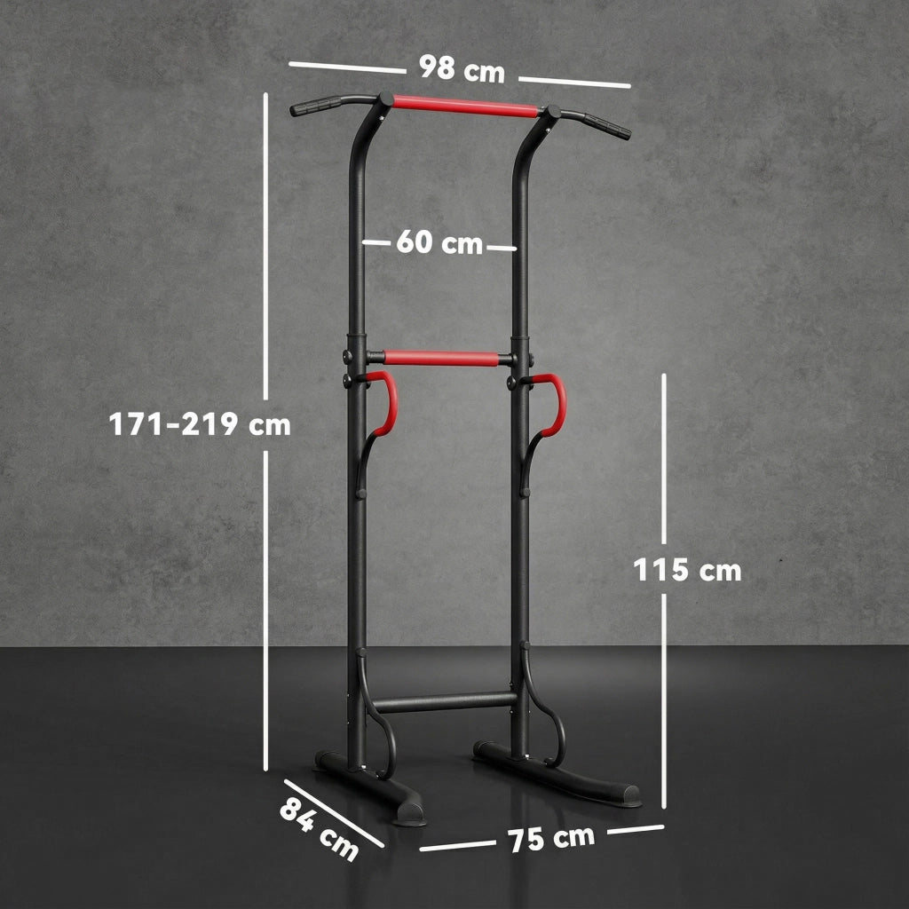 Power Tower Dip Station con Sbarra per Trazioni ¨C Minimal ¨C Regolabile in Altezza