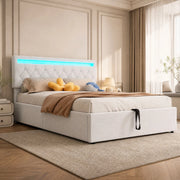 Letto imbottito 140 x 200 cm con illuminazione LED e porte USB