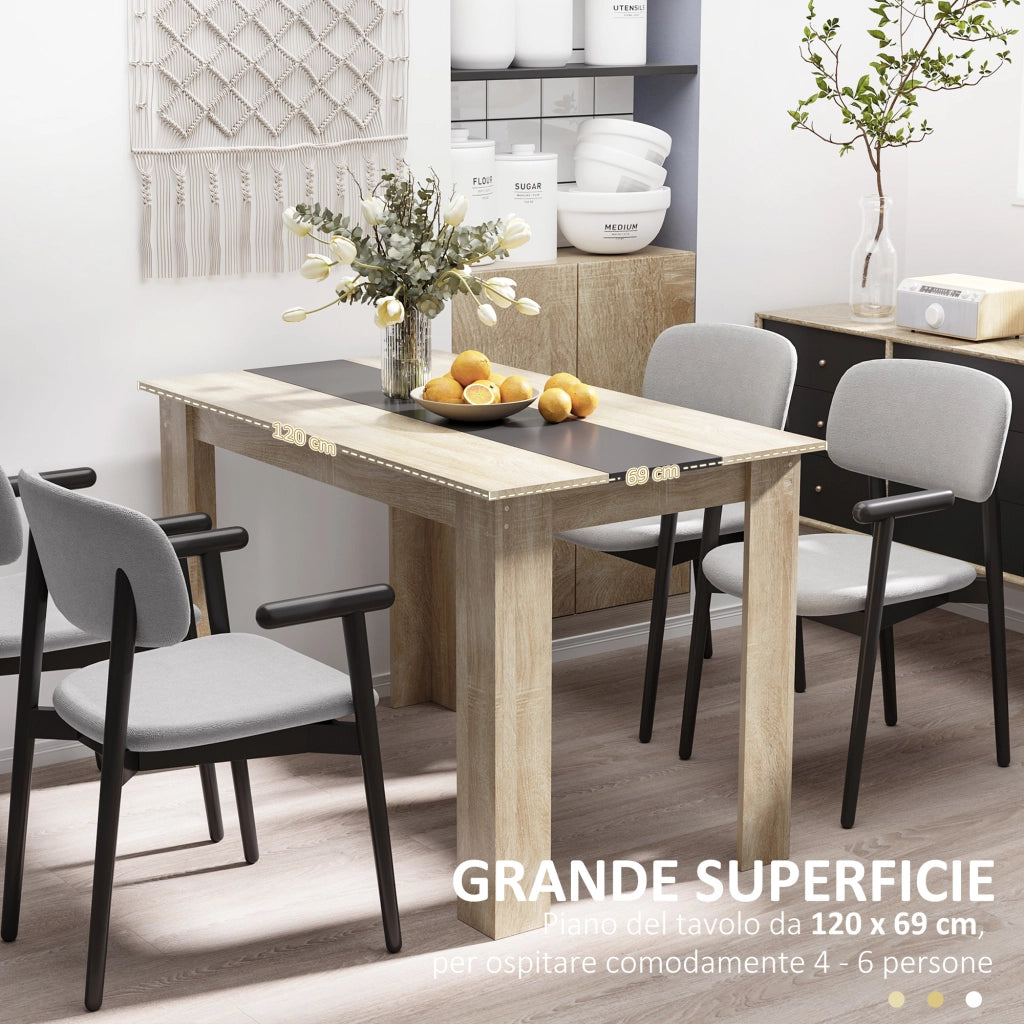 Tavolo da Pranzo Allungabile Moderno in Legno per 6 Persone ¨C Zephmum ¨C Legno e Nero 120x69x75