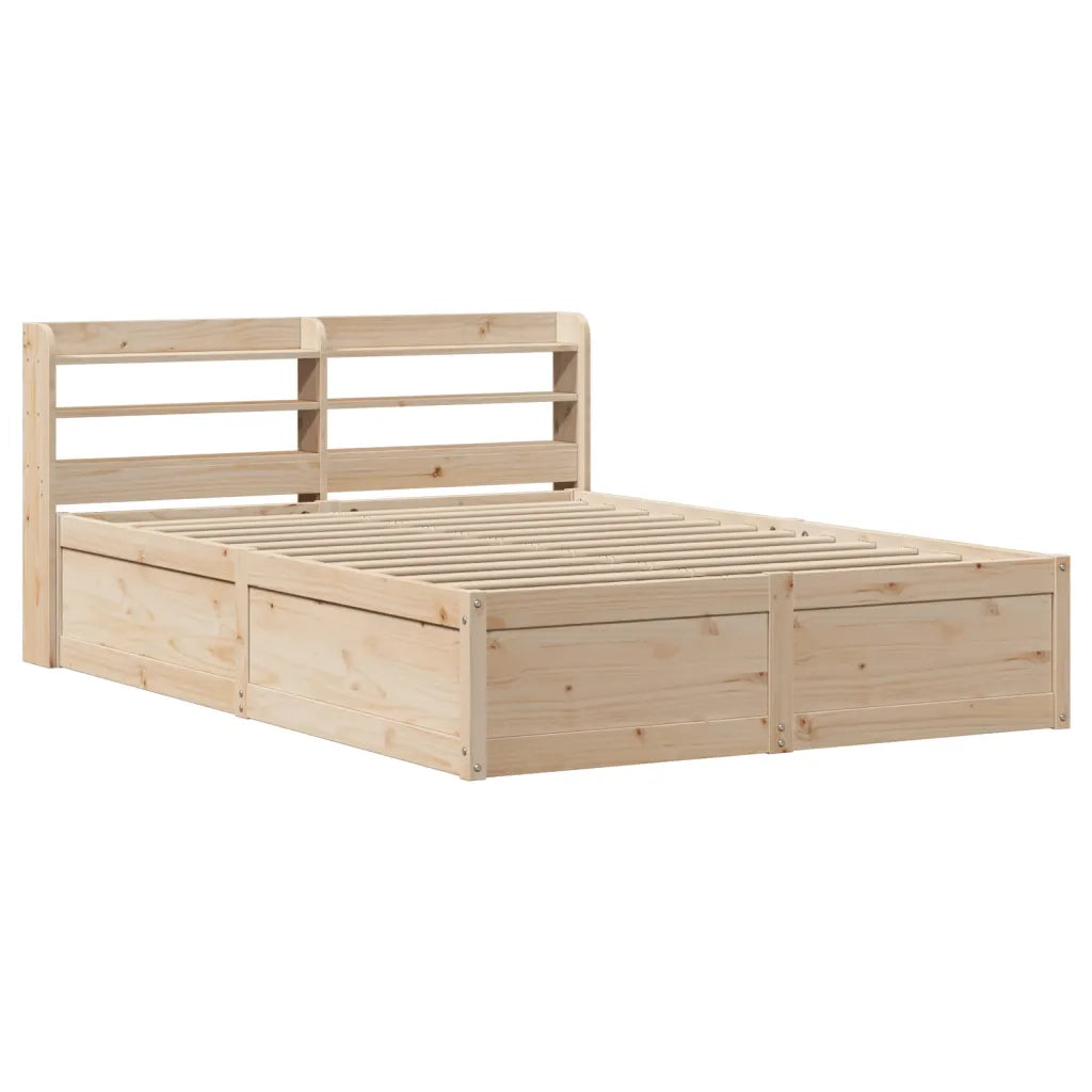 Giroletto con Testiera 135x190 cm in Legno Massello di Pino 3307098