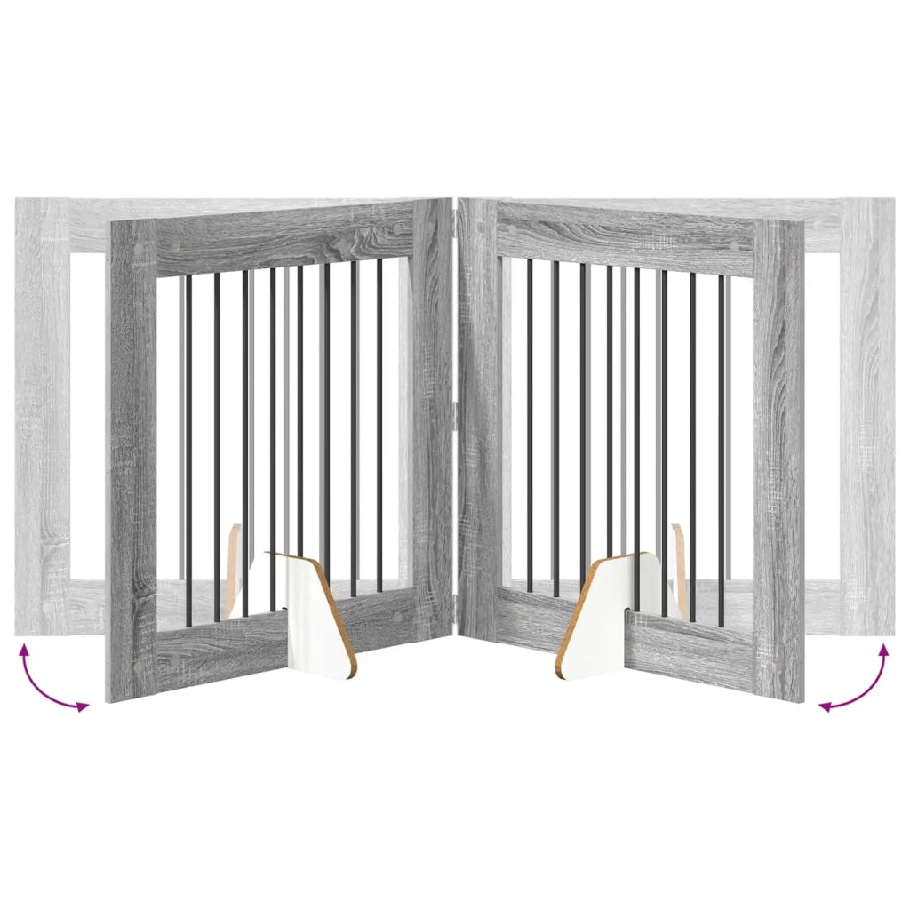 Cancello per cani con supporti 2 pcs Grigio Sonoma 80 x 80 cm