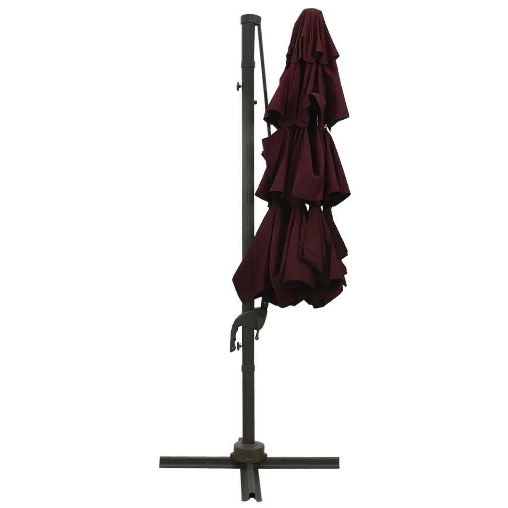 Ombrellone a Sbalzo 4 Livelli Palo in Alluminio 3x3 m Bordeaux 313832