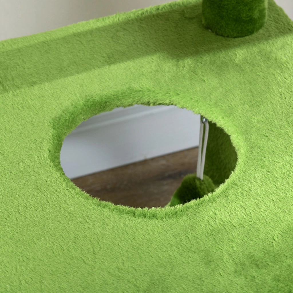 EasyComfort Albero Tiragraffi per Gatti con Amaca, Pallina e Tiragraffi in Sisal, 49x49x142cm, Verde