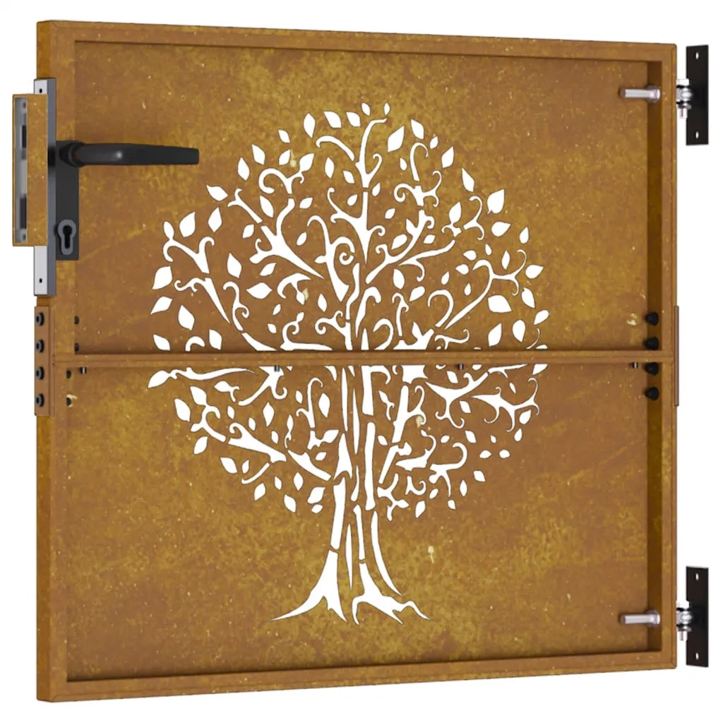 Cancello da giardino 85x100 cm in acciaio Corten con design ad albero 153209