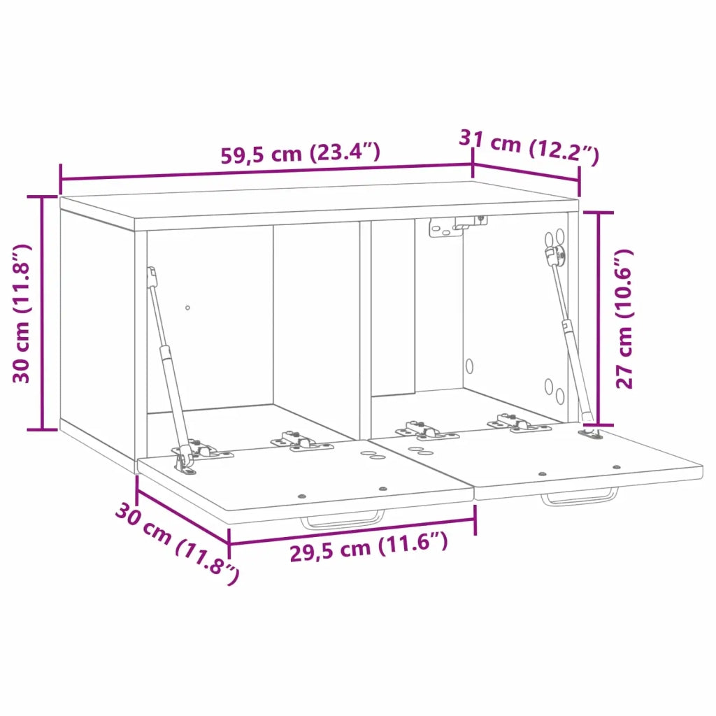 Mobile Porta TV da Muro Rovere Sonoma 59,5 x 31 x 30 cm