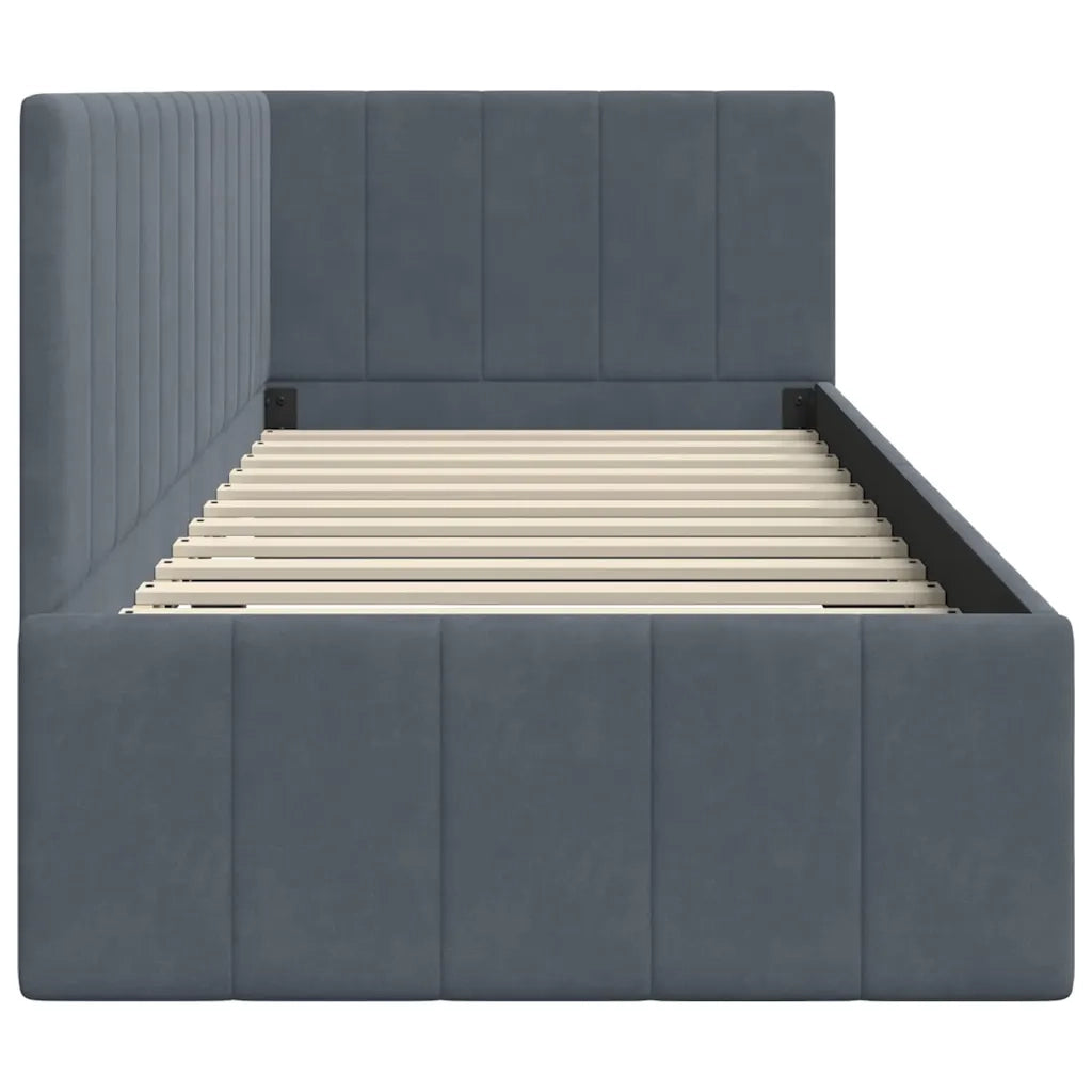 Cornice del letto ad angolo Grigio scuro 80 cm x 200 cm Velluto