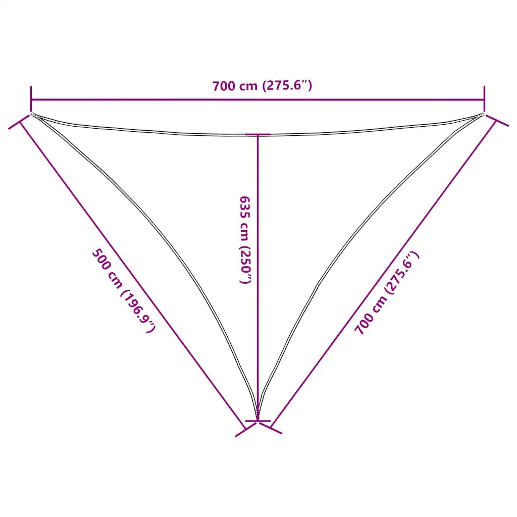 Parasole a Vela Oxford Triangolare 5x7x7 m Blu 135567