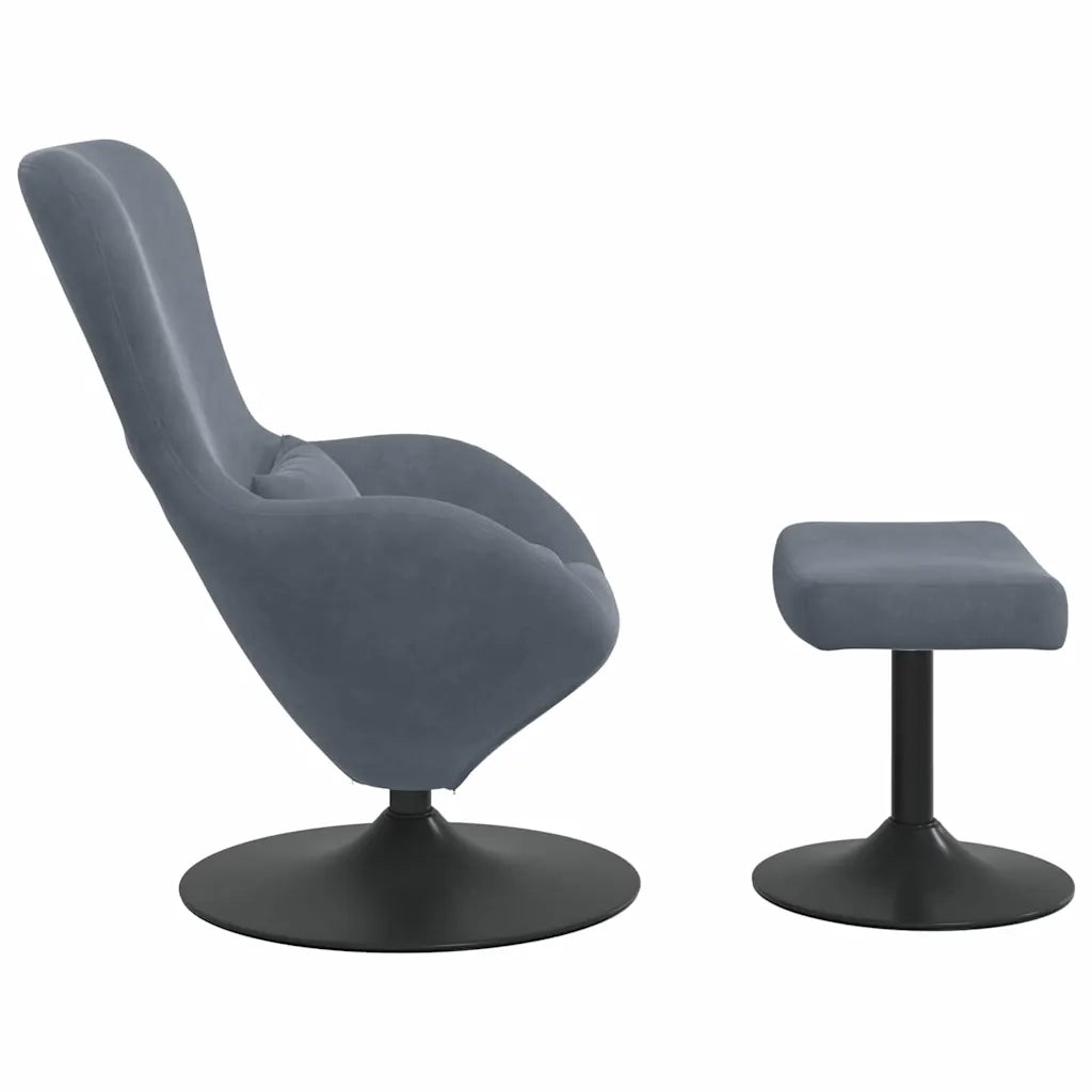 Sedia Egg con Pouf Grigio scuro Velluto 42002745