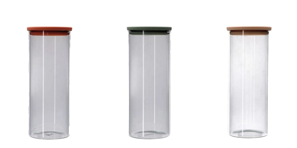 1 Pezzo Barattolo da Cucina in Vetro Borosilicato 26 x 11 cm 3 Colori