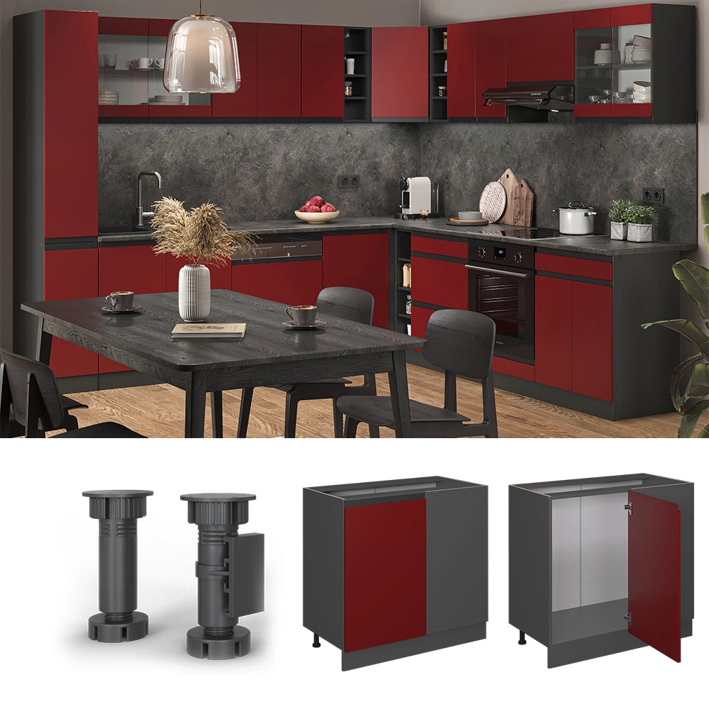 Vicco Mobile ad angolo cucina Rosso 86 cm PL Marmo