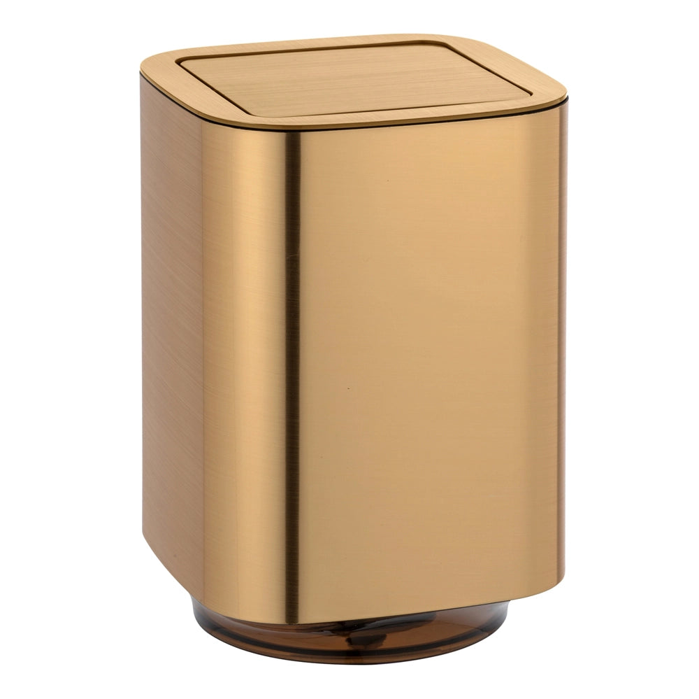 Cestino portarifiuti color oro satinato e nero 5 lt con coperchio basculante Lumina