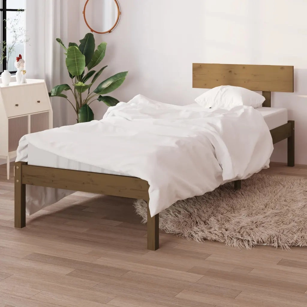 Giroletto senza Materasso-Struttura Letto Ambrato Single in Legno Massello