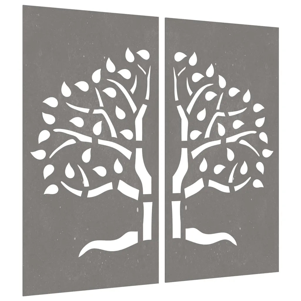 Decorazioni Muro Giardino 2 pz 105x55 cm Albero Acciaio Cortencod mxl 106720
