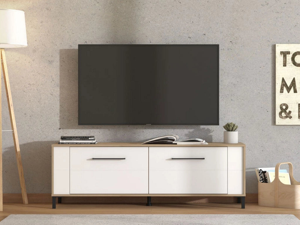 Nazzaro, Mobile Porta tv un Ripiano, 157x40x52h cm Marrone Rovere Nodi