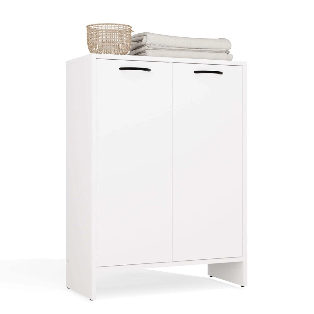 Mobile bagno NINA 1k1d bianco scaffale colonna 1 kosz per bucato 3 ripiani per bagno