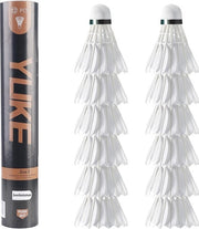 Pallabattenti da badminton, 12 pezzi, bianchi, shuttlecock con piume di oca, testa di corallo, allenamento sportivo, addestramento ad alta velocità, giardino, piume di oca, shuttlecock da badminton, pallone per sport all'aperto e indoor.