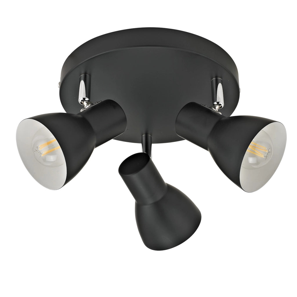 Faretto soffitto moderno triplo nero orientabile 3xE14 Italux