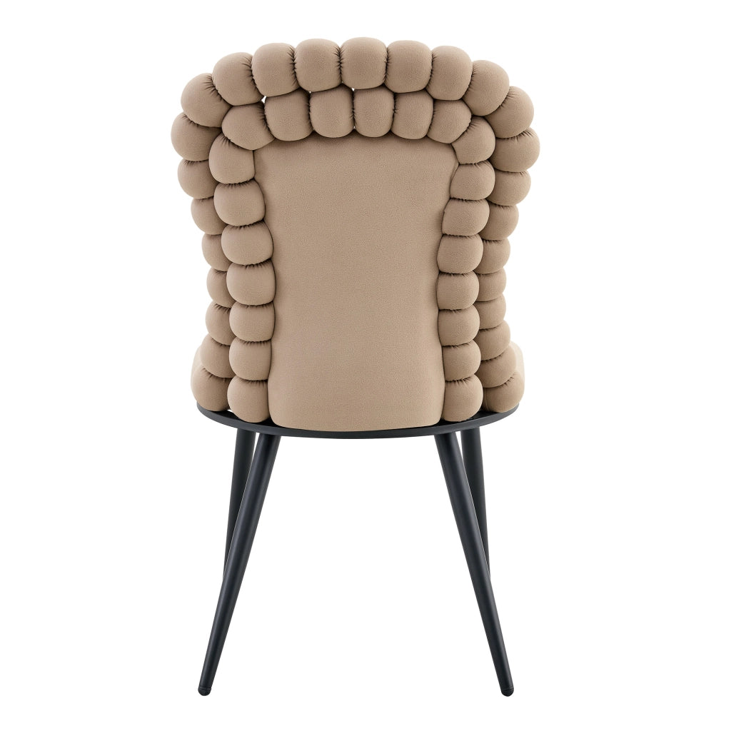 Sedie da Pranzo in Velluto con Schienale e Gambe in Metallo Nero ¨C MINIMAL ¨C Set 2 Pezzi, Cammello