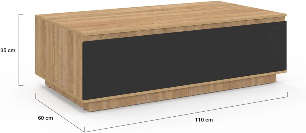 Tavolino TOMI 110 cm con anta effetto faggio nero