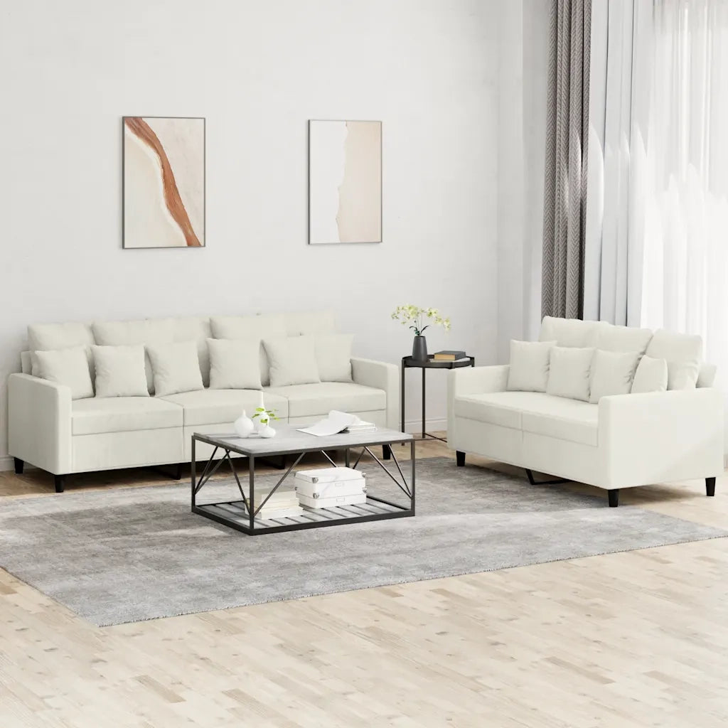 Set di Divani 2 pz con Cuscini Crema in Velluto 3201728
