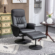Poltrona relax girevole con pouf in ecopelle nera