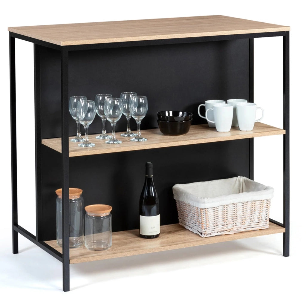 IDMarket - Set di tavolo da bar e 2 sgabelli di design industriale a isola DETROIT