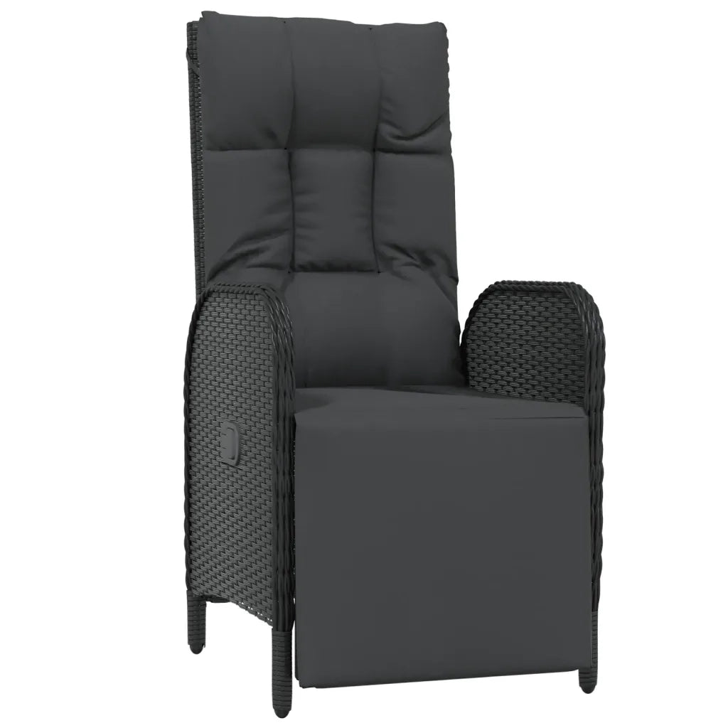 Set da Pranzo da Giardino 5 pz Nero con Cuscini in Polyrattan 3185075