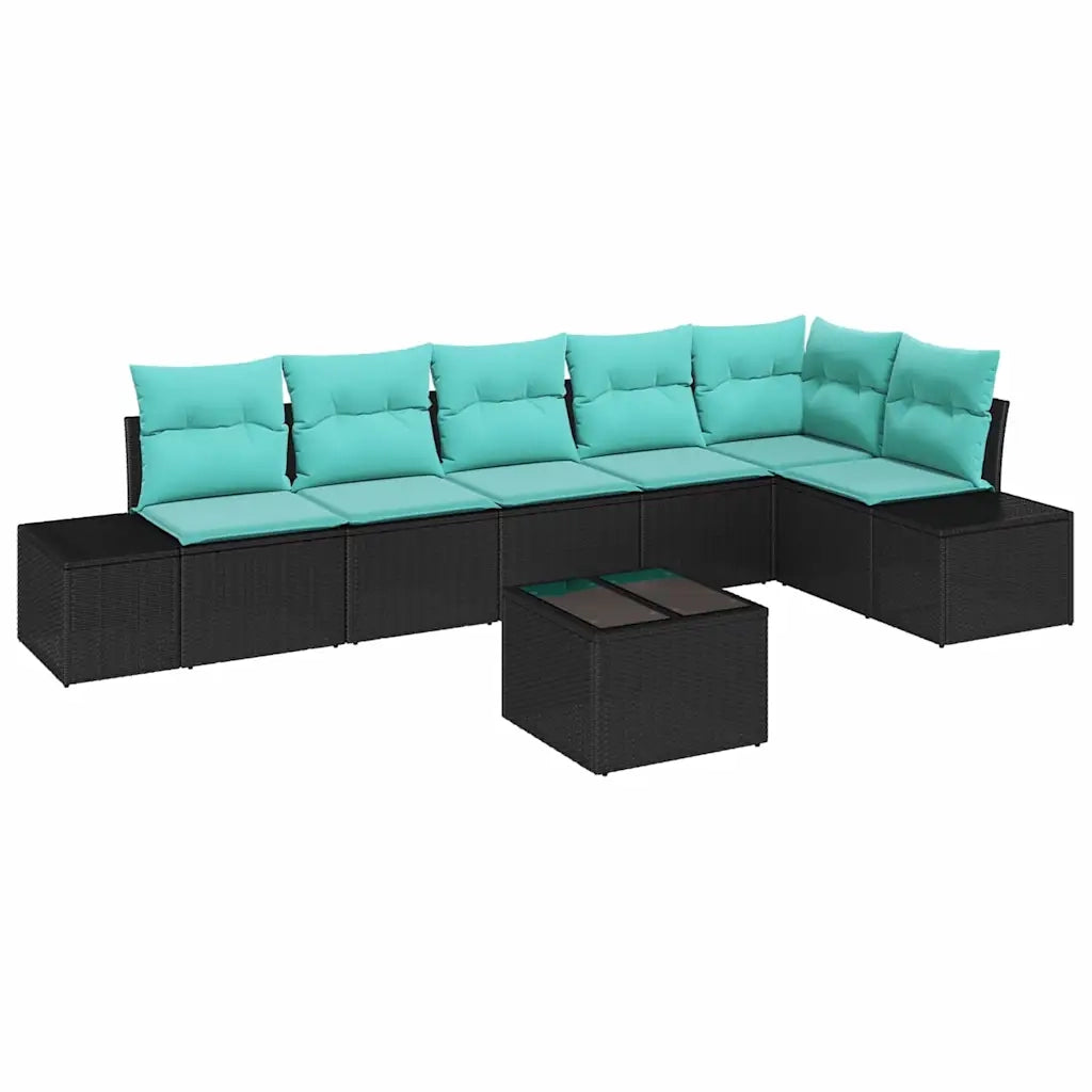 Set Divano da Giardino 7 pz Nero polyrattan 3347096