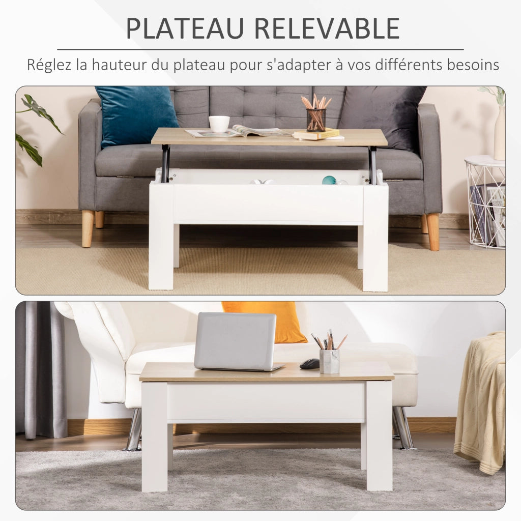 Tavolino da caff¨¨ con vano nascosto ¨C Xylo ¨C bianco 100x50x45cm