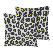 Set di 2 cuscini da esterno in poliestere bianco e nero 45 x 45 cm motivo leopardato motivo animale patio da giardino