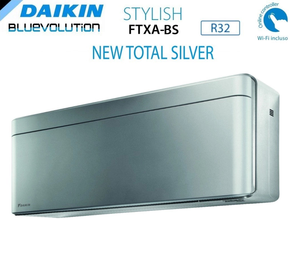Climatizzatore Condizionatore Daikin Bluevolution Quadri Split Inverter serie STYLISH TOTAL SILVER FTXA-BS 9+9+12+12 con 4MXM80N R-32 Wi-Fi Integrato 9000+9000+12000+12000 colore GRIGIO Garanzia Italiana- Novità 2020