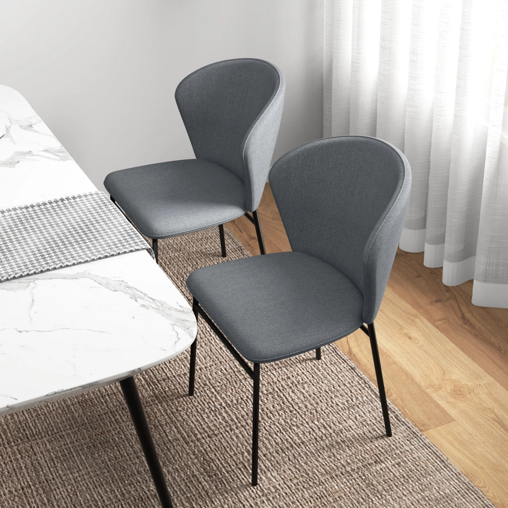 Set di 2 Sedie da Pranzo Imbottite in Tessuto ¨C Zephmum ¨C Grigio