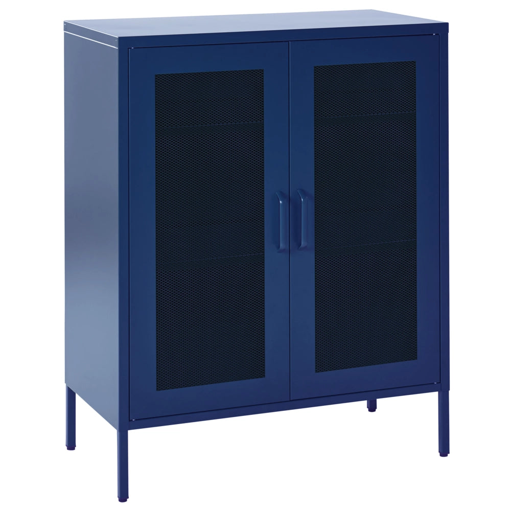 Armadio da Ufficio in Metallo Blu Navy 2 Ante con chiusura con Chiavi Design Industriale Home Office
